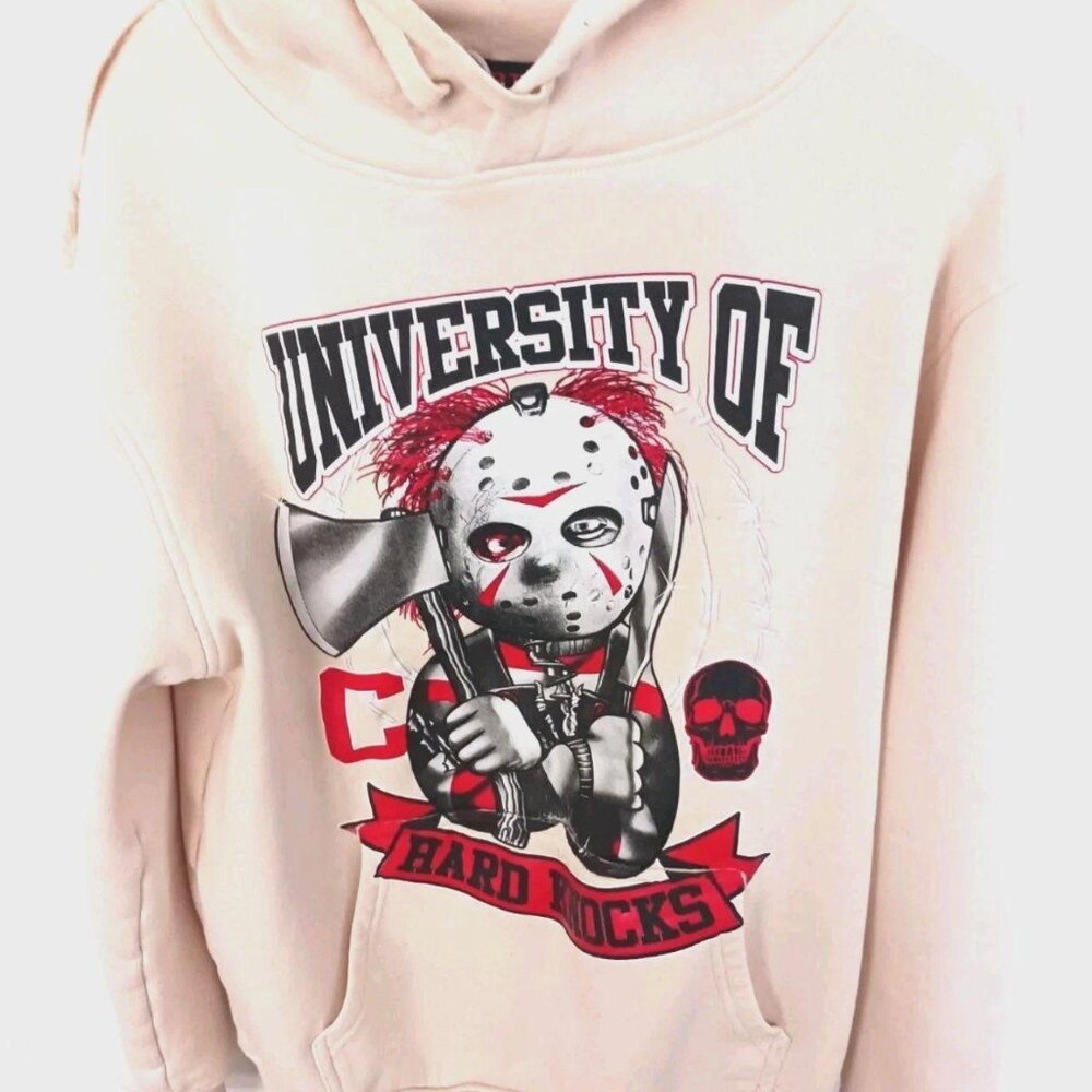 University Of Hard Knocks Graphic Hoodie Size Medium Skull+Horror